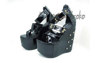  girl lolita platform shoes Rock nana boots rivets thick heel 7 7.5