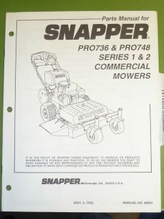 SNAPPER PRO736 & PRO748 WALK BEHIND SERIES 1&2 COMMERCIAL MOWERS 