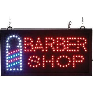 Barber Shop With Striped Pole Programmed Led Sign