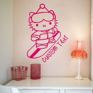 hello kitty snowboard custom text wall decal more options size