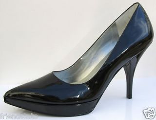 guess salina black patent leather heels platform new sz 8