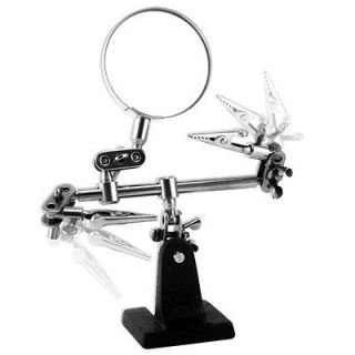 Third Hand Soldering Iron Stand Helping Clamp Vise Tool Magnifying 