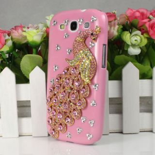   Luxury Peacock Diamond Case Cover For Samsung i9300 GALAXY S3 Pink