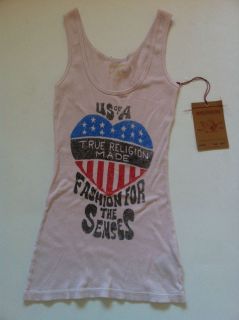 TRUE RELIGION JEANS Womens S, M, L Heart Flag in LIGHT PINK TANK TOP 