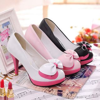 New Womens Sexy elegant Vogue Platform Pumps double Butterfly knot 