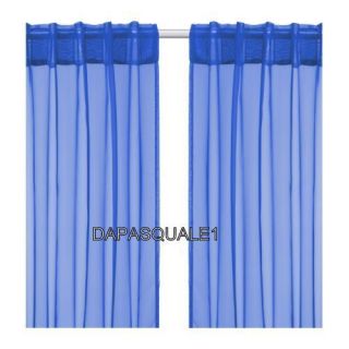IKEA SARITA   Pair of Curtain Window Panels Sheer Blue Polyester NEW