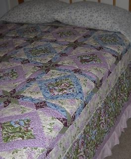 Adorable Lilac Floral Quilt Ruffled Toile Edge 2 Quilted Mini Rose 