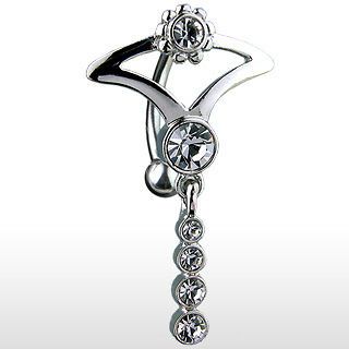 hinge navel belly ring tribal with clear cz 14g reverse