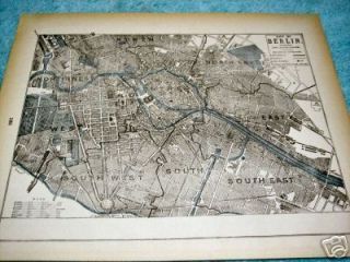 ANTIQUE MAP OF THE CITY OF BERLIN GERMANY   LOOK AT MY FEEDBACKS 