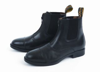saxon action leather zip paddock ladies boots blk 8 5