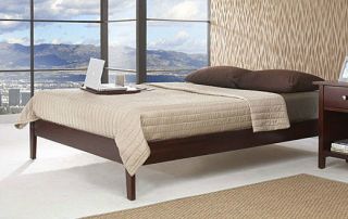 Modern Low Profile Platform Bed Mahogany Wood Twin Queen Or King Size 