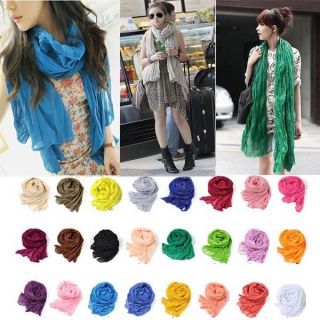 New Fashion Women Girl Long Crinkle Scarf Wrap Shawl Stole Pure Candy 