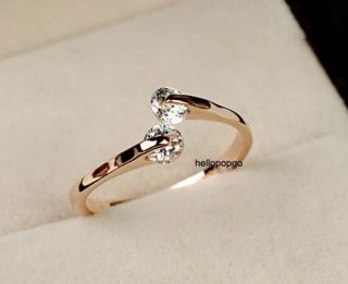 18K Rose Gold GP Swarovski Crystal Unique Ring Size 4,5,6,7,8,9 