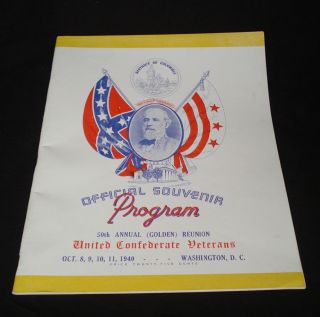 1940 OFFICIAL PROGRAM UCV 50TH ANNUAL GOLDEN REUNION WASHINGTON DC 