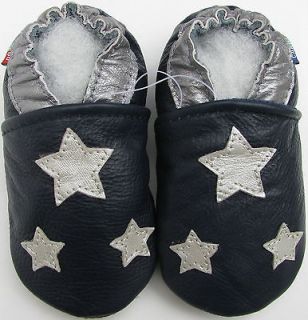 shoeszoo carozoo silver star dark blue 12 18m soft sole leather baby 