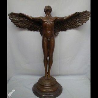Statue Sculpture Icarus Angel Art Deco Style Art Nouveau Style Bronze 