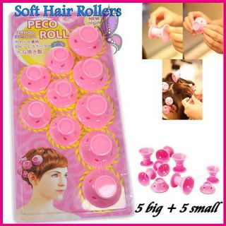 D0X8 Girl Hot Magic 6pcs Pink Soft Bendy Sponge Foam Hair Curler 
