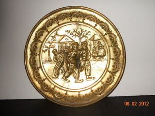   Decorative Peerage Brass Hanging Platter From England Embossed