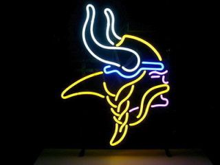 NEW NFL MINNESOTA VIKINGS REAL NEON LIGHT BEER SIGN WITH FREE PRIORITY 