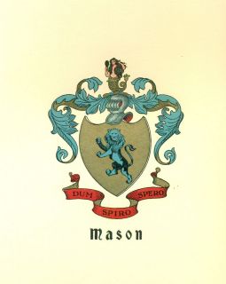 Great Coat of Arms Mason Family Crest genealogy, would look great 