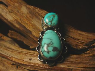 DEAD PAWN NATIVE AMERICAN NAVAJO STERLING SILVER 2 STONE TURQUOISE 