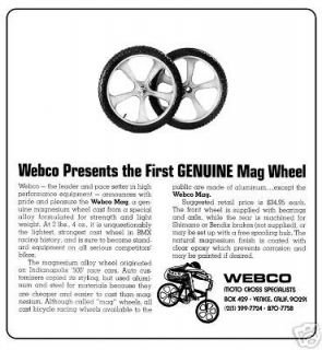 Webco Magnesium Wheels Old School BMX motomags Reprint