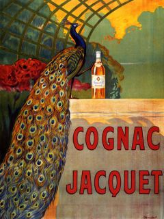 gognac jacquet peacock bird drink vintage repro poster more options