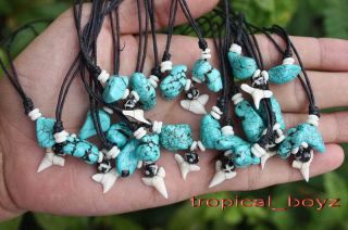 10 Shark Tooth Sharks Teeth Artificial Blue Turquoise Beads Necklaces 