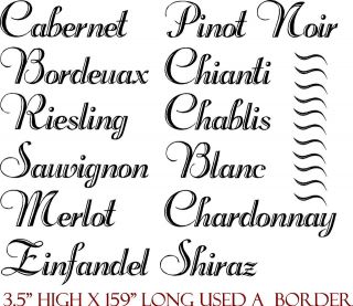 wall decal 12 wine names with separators border more options color 