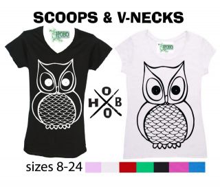 Big Owl Hobo Ladies womens V Neck Scoops 8 24 Bird retro designs Top 