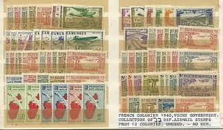 FRENCH COLONIES, Collection of 72 dif. Airmail stamps from 13 Colonies