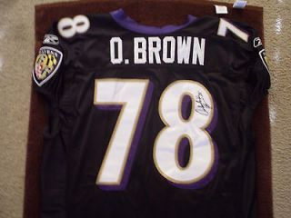ORLANDO BROWN AUTOGRAPHED BALTIMORE RAVENS GAME USED WORN JERSEY COA 