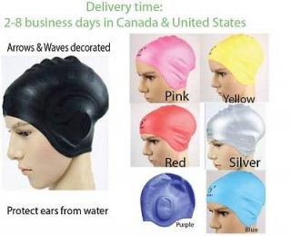 Newly listed NEW Silicone Swim Swimming Cap for man and woman with ear 