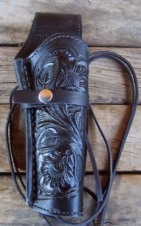 NEW Black Leather Single Western Tooled Holster for 22 38/357 44/45 