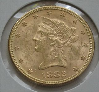 usa 10 gold dollars coin coronet 1882 au from canada