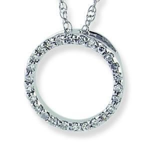 14k white gold diamond circle pendant power seller 100 %