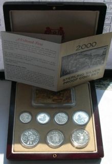 Singapore 2000 Proof Box Set of 7 Silver Coins,1Cent 5D​ollars,Rare
