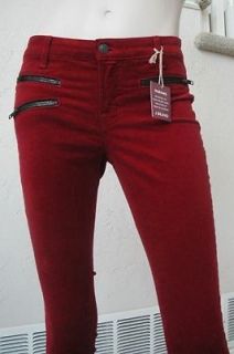 NWT J Brand Zoey triple zip skinny corduroy pants in great red