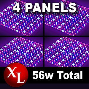 Pro 900 LED Four 14 Watt Hydroponics Plant Hydro Grow Light Panels14w 
