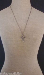   925 Italy Signed FAS Sterling Silver Cross Pendant Chain Necklace