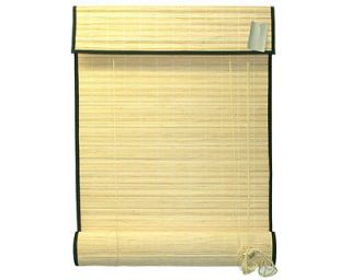   24 x 72 Natural Bamboo Roll Up Blinds Shade w/ Valance Black Roll up