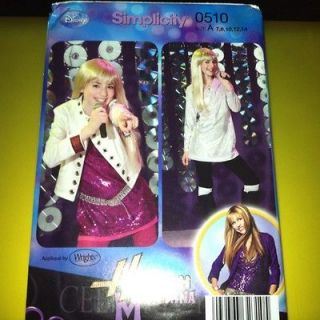   Simplicity 0510 disney Hannah Montana halloween costume pattern sizes