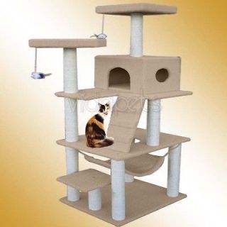 72 Light Brown Cat Tree Condo Furniture Scratch Post Pet House