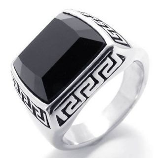   Black Silver Stainless Steel Ring US Size 7,8,9,10,11,12 US120398