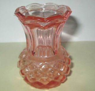 pink depression glass small bud vase ruffle top thick glass