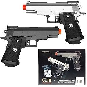   FULL METAL AIRSOFT HANDGUNS (Black and Silver w/1000 BB) NEW IN BOX