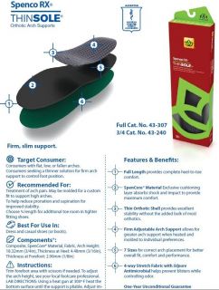   Rx ThinSole 43 307 Full Length Cushion Insoles Thin Sole ALL SIZES