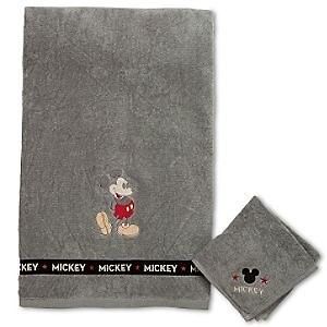   Store Mickey Mouse 2 Piece Towel & Wash Cloth Rag Set Bath Room Gray