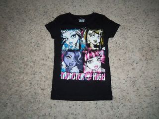 new girls black monster high block t shirt size s 6 6x