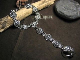   Dance Silver tone gypsy tribal RING slave bracelet Indian Jewelry